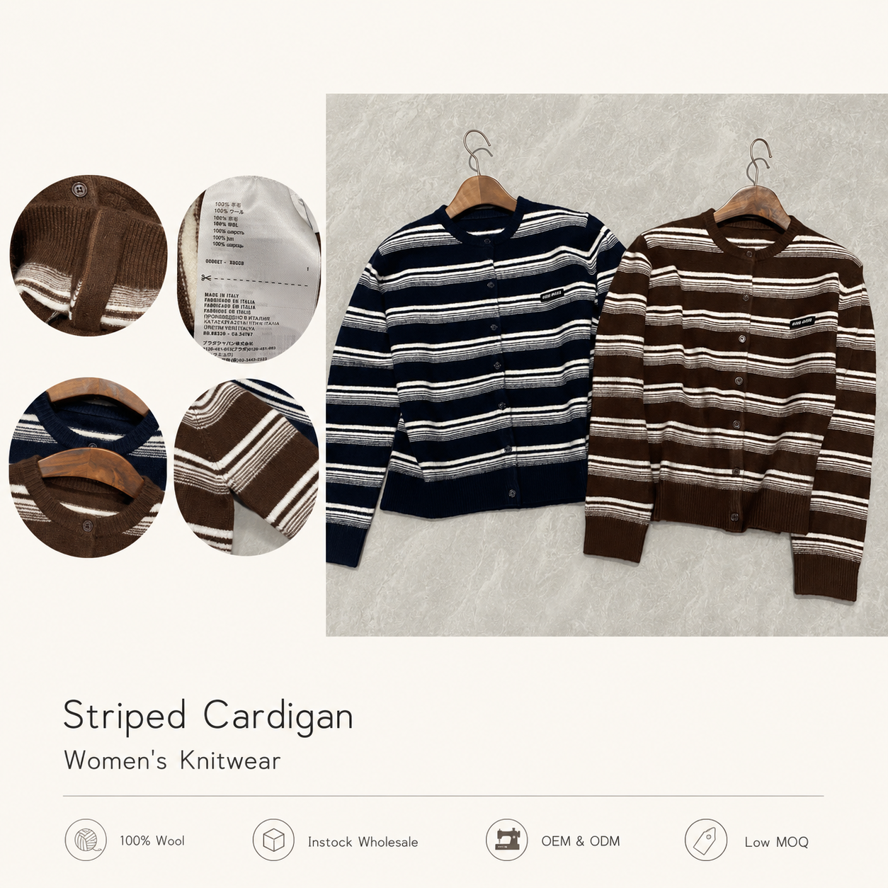 Striped cardigan in multiple colourways