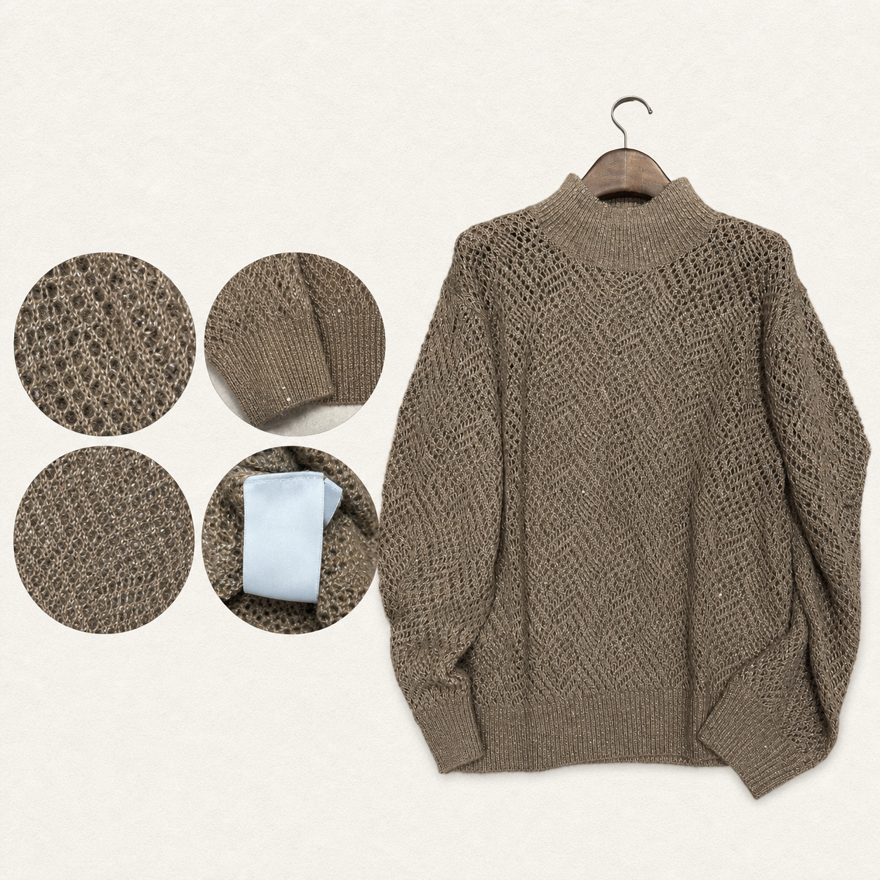 12-16GG cable openwork wool mohair blend oversized sweater craftsmanship board