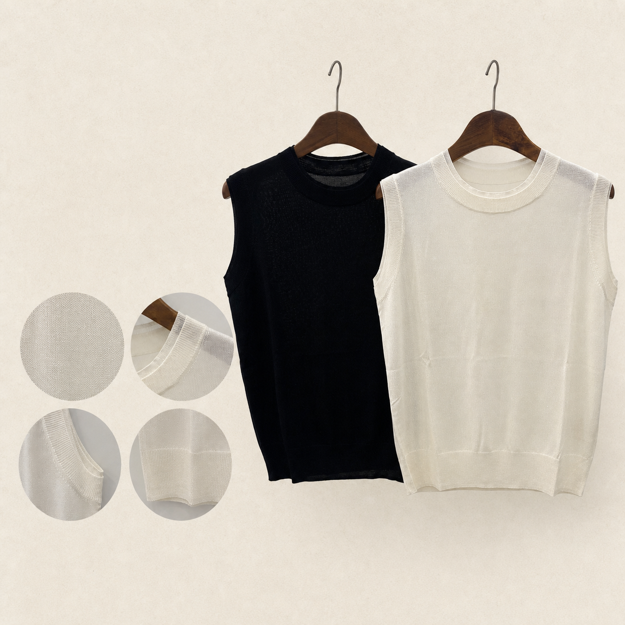18GG silk linen sleeveless knit vest craftsmanship board