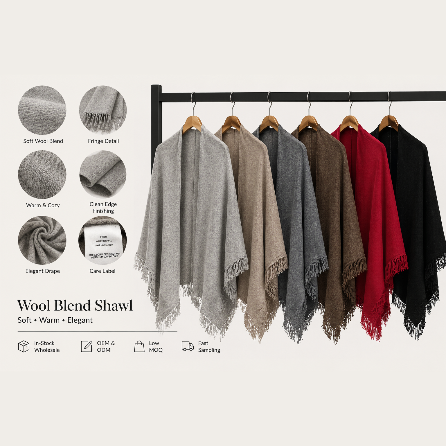 Wool blend shawl product board
